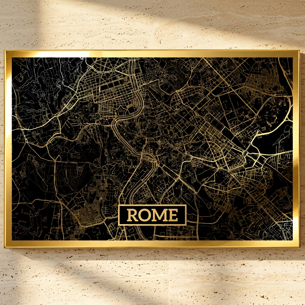 Rome metallic map